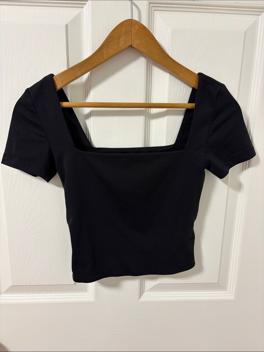 Aritzia Contour Black Square Neck Short Sleeve Top
